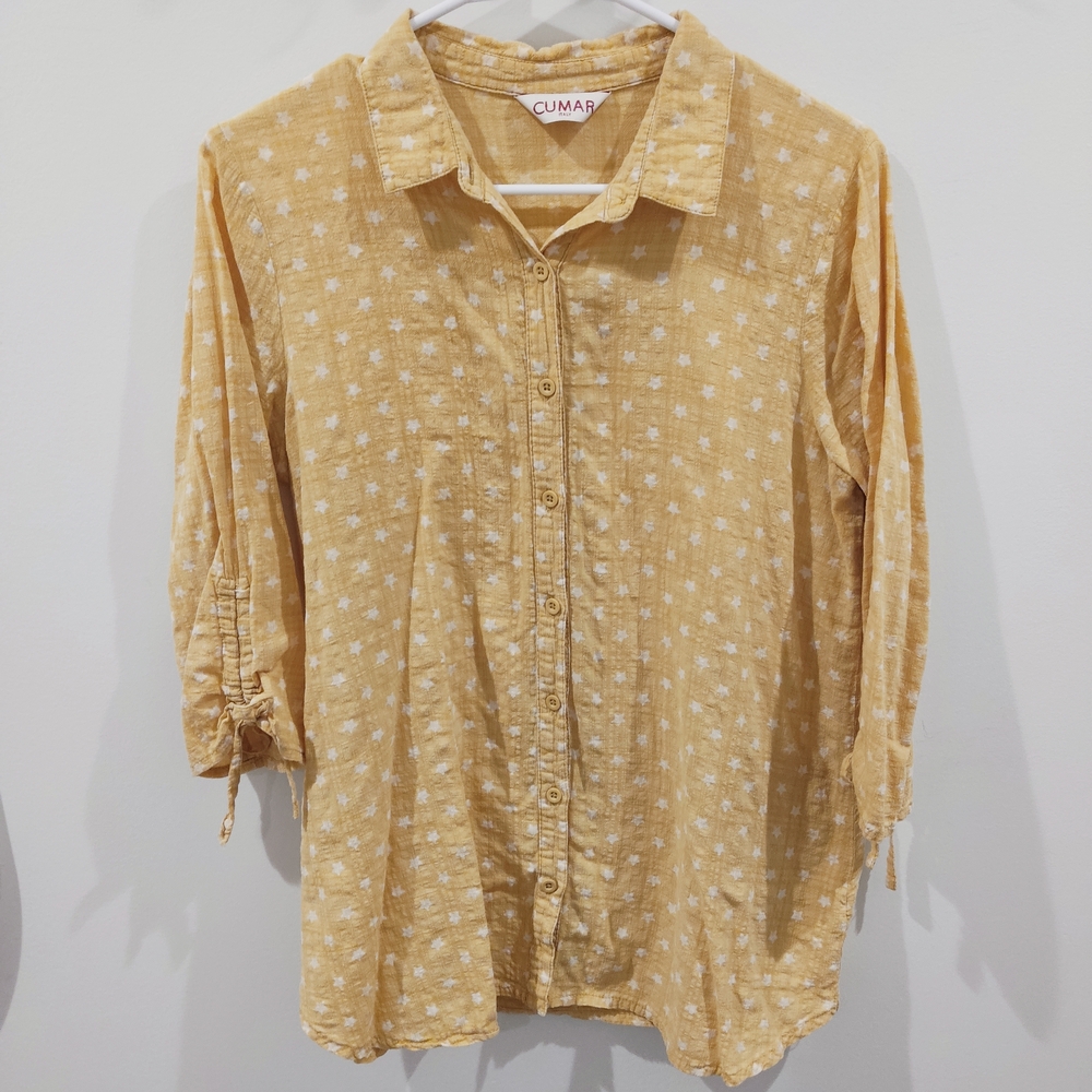 Women's Mustard Button-Down Shirt